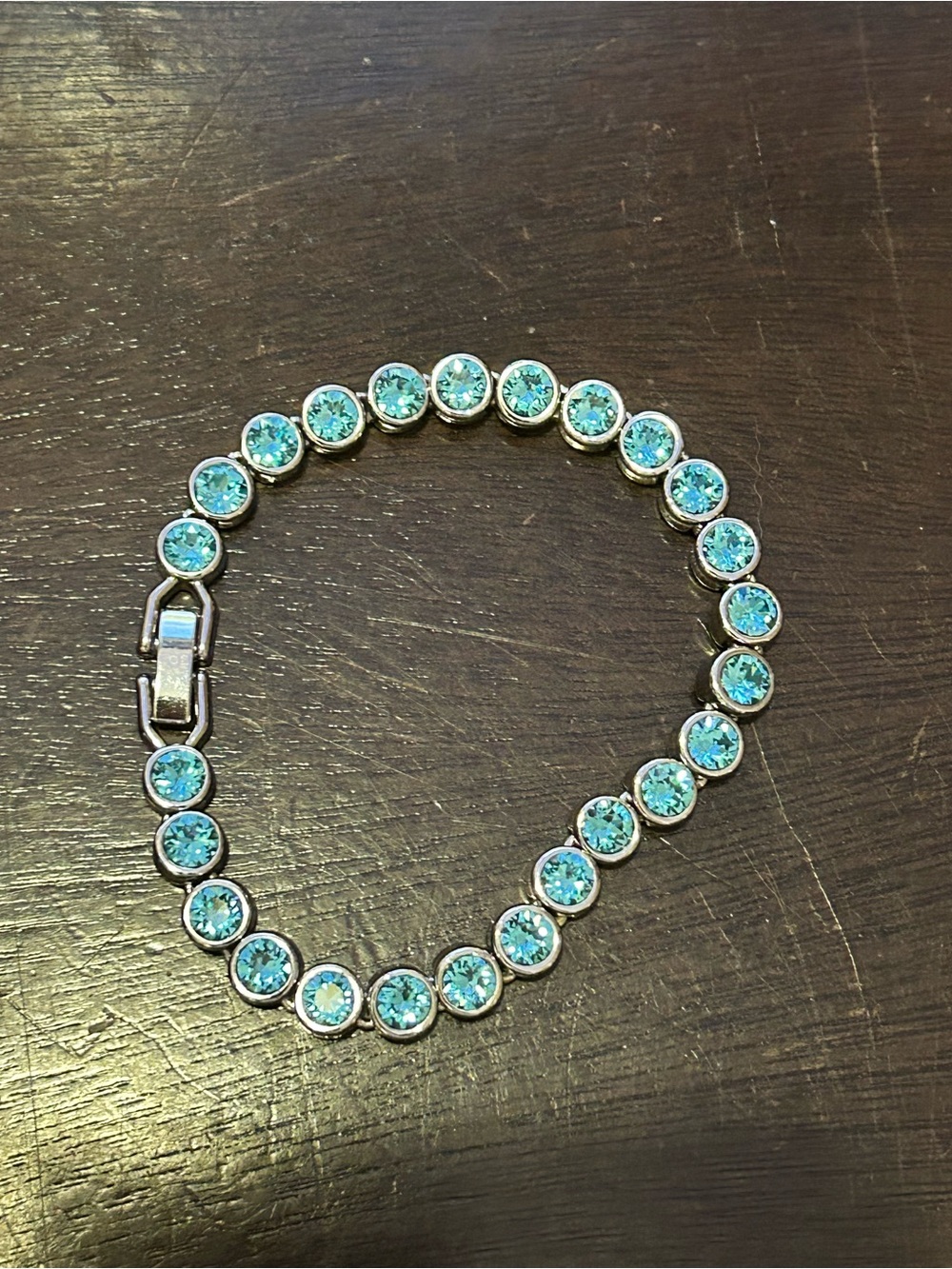 Women's Crystal Tennis Bracelet in Aquamarine Blue